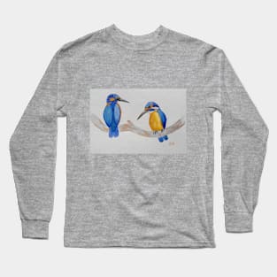 Blue Kingfishers - birds - bird art Long Sleeve T-Shirt